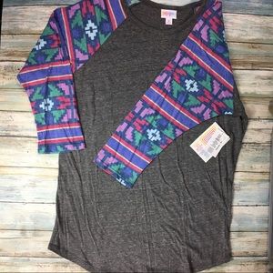 Charcoal w/ Aztec sleeves LuLaRoe Randy, size M